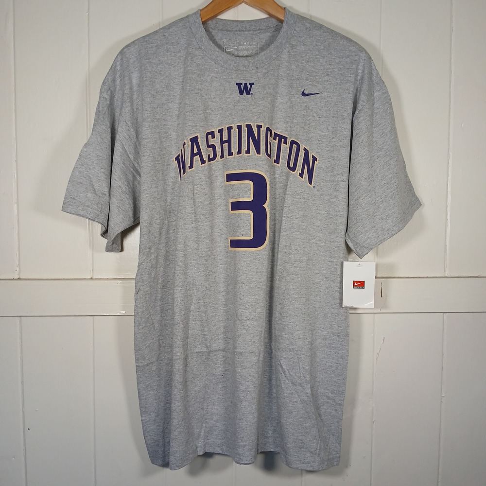 Nike Washington Huskies Brandon Roy Retired Jersey #3 T-Shirt Mens Large Gray